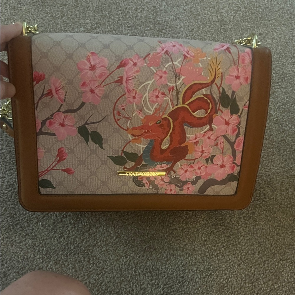 Floral Dragon Print Shoulder Bag